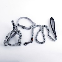 Pack de collar, correa y arnes - Diseño Cebra - L
